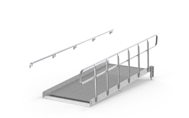 Handikappramp - Räcke på en sida, ledstång på en sida