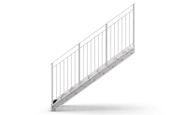 Straight flight staircase, Flat Bar Railing