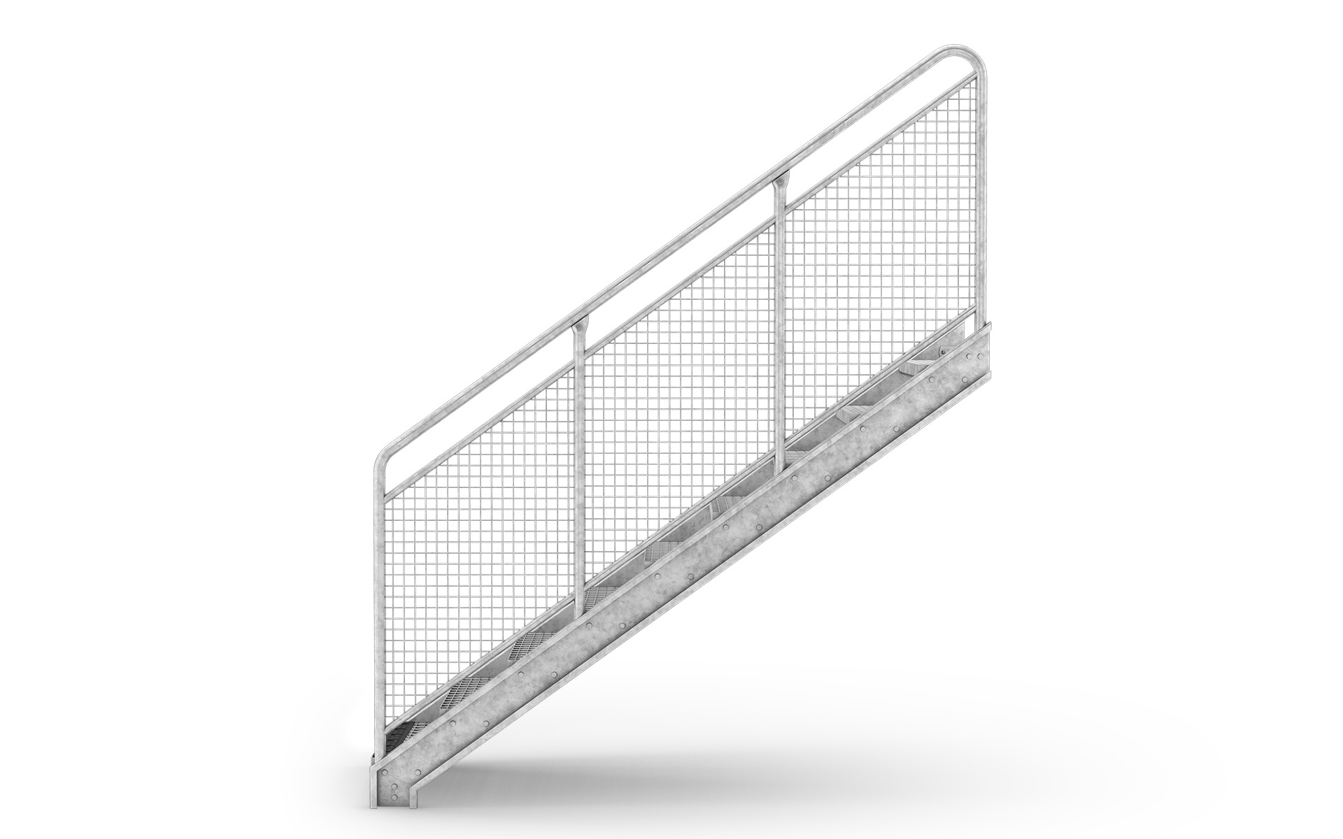 Straight flight staircase, Railing Woven wire mesh