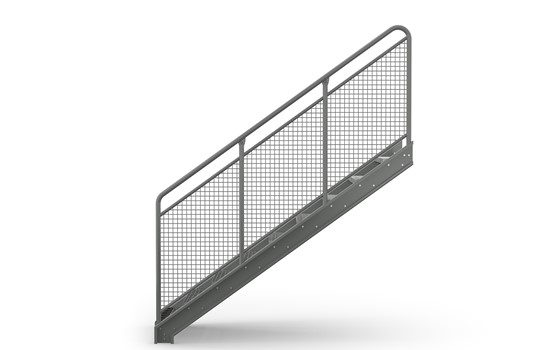 Straight flight staircase, Railing Woven wire mesh