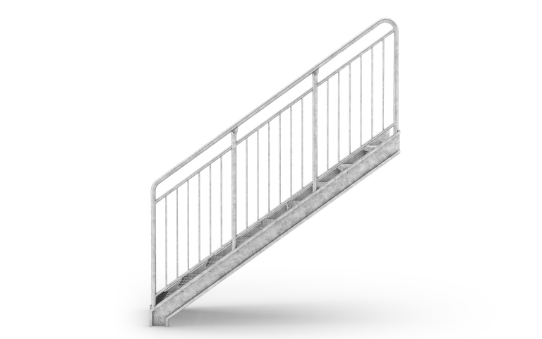 Straight flight staircase, Railing Round Bar