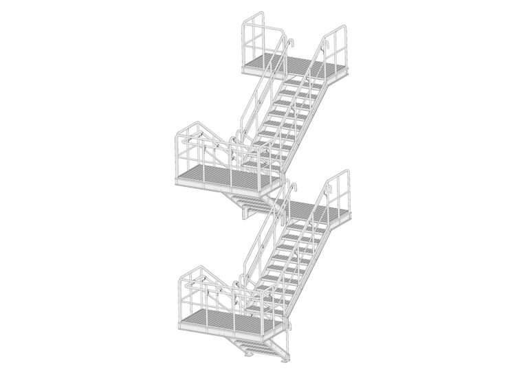 Multi-flight staircases