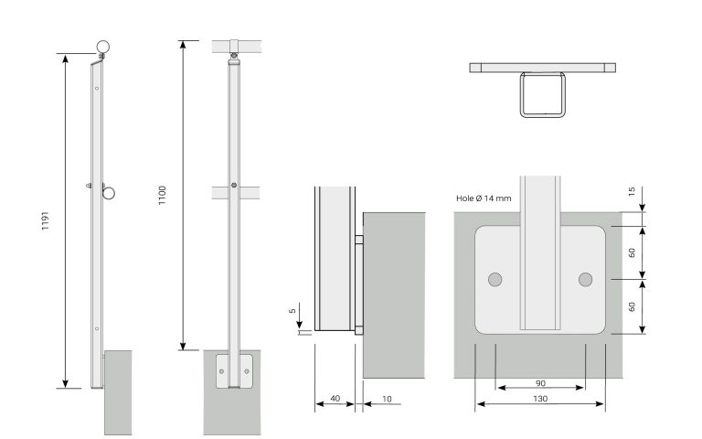 Sectional Railing, Side installation