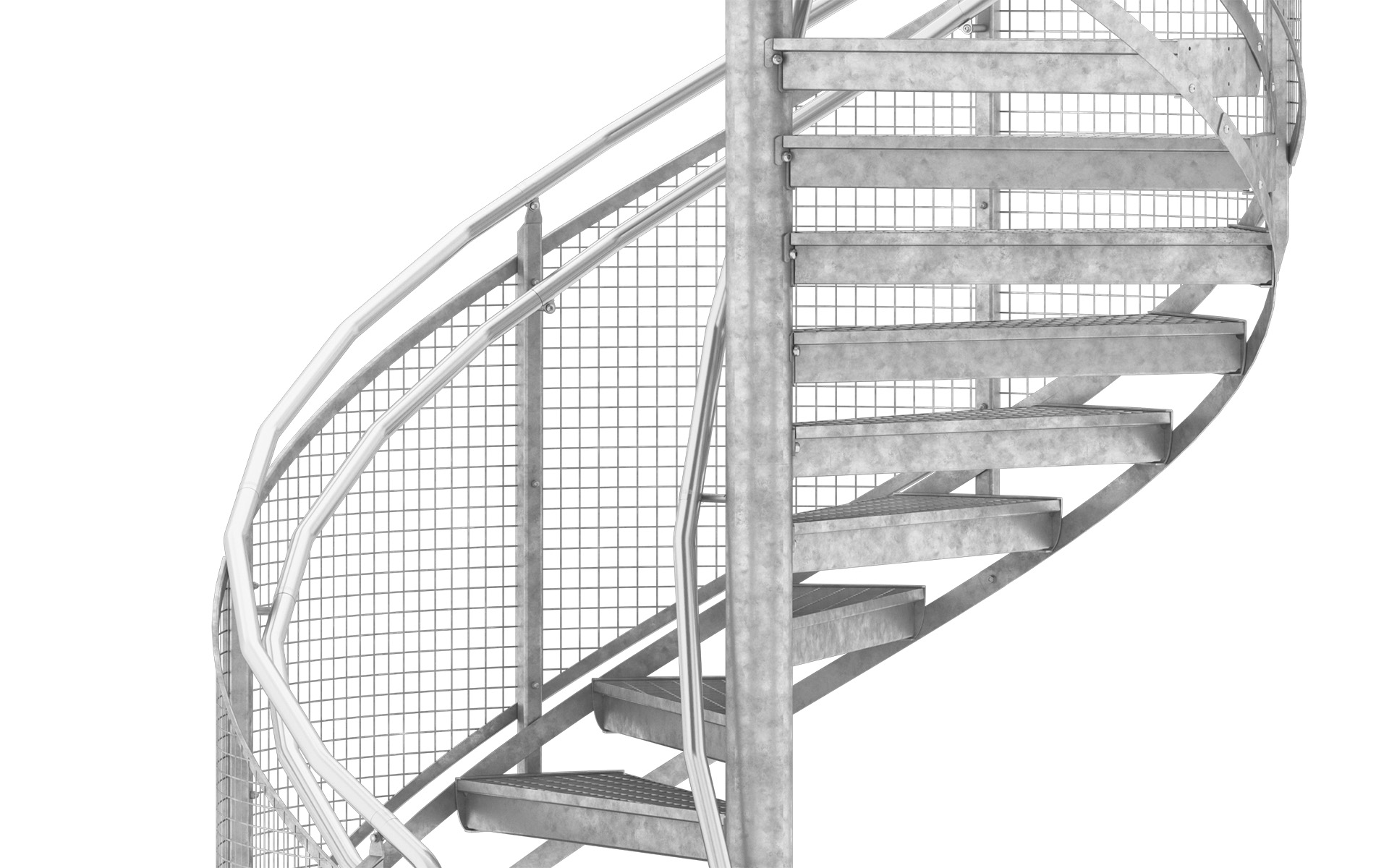 Spiral staircases, Railing Woven wire mesh