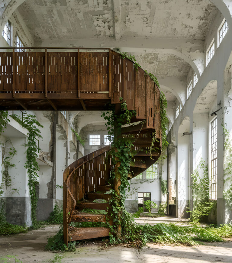 Grön Spiral av Ernst Peterson (2:a pris). Juryns motivering: Bidraget bär på en stark berättelse som väcker nyfikenhet. Det som vid första anblick kan uppfattas som förfall framträder i stället som en styrka – tidens spår blir en del av berättelsen. Trappan har bevarat sin värdighet trots att karaktären har förändrats över tid och den fungerar lika övertygande i ett nytt sammanhang som i ett befintligt. I en stark och ögonfångande bild samspelar idé och gestaltning där berättelsen växer fram hos betraktaren.